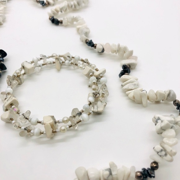 Vintage Black & White Howlite Hematite Jewelry - Picture 6 of 13